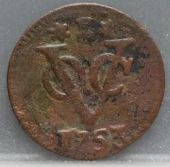 Duit 1753 Zeeland VOC voorzijde