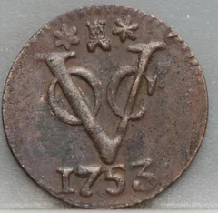 Duit 1753 Zeeland VOC voorzijde