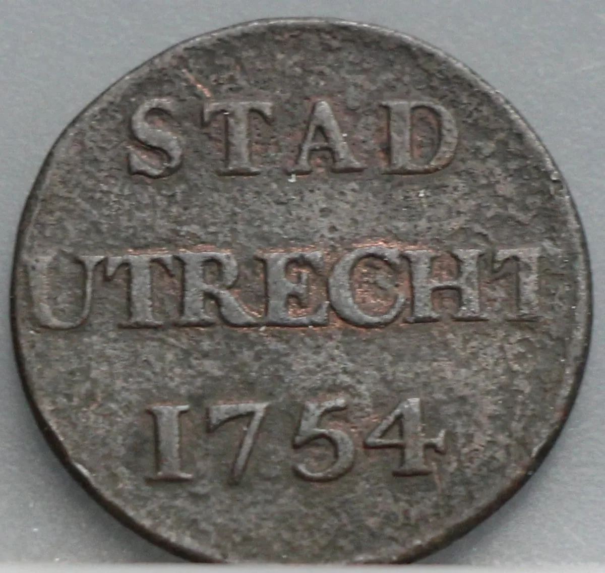 Duit 1754 Stad Utrecht voorzijde