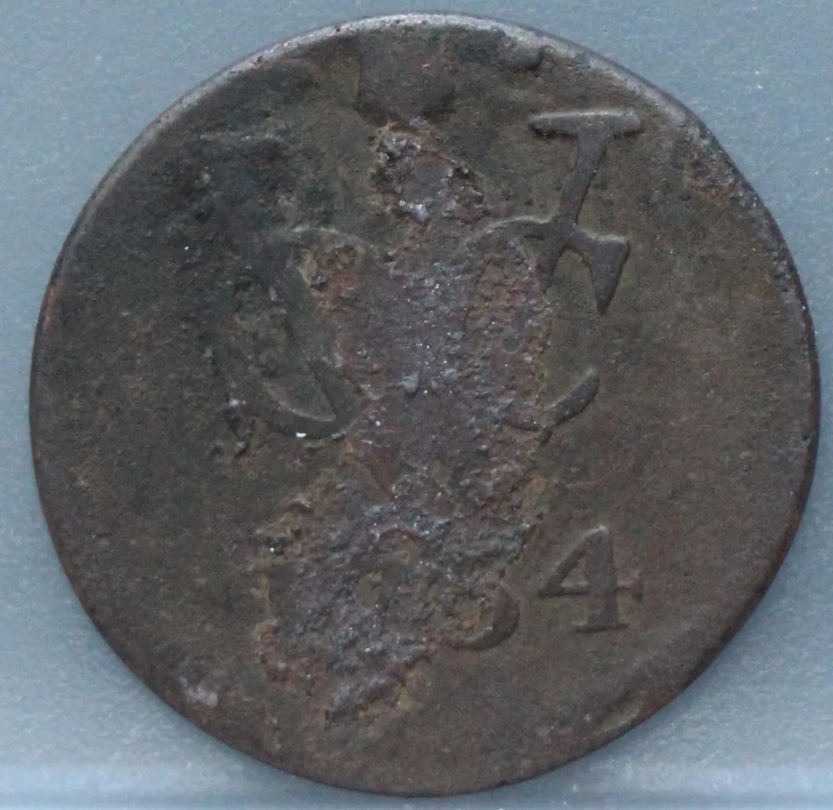 Duit 1754 Utrecht — Koper VOC voorzijde