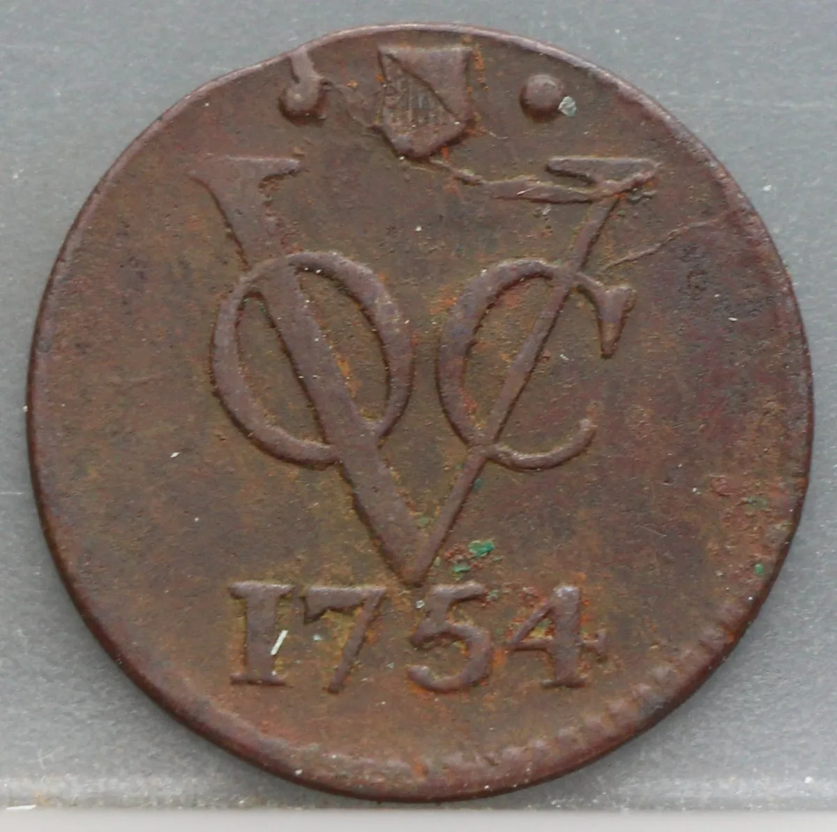 Duit 1754 Utrecht VOC — Koper voorzijde