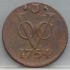 Duit 1754 Utrecht VOC — Koper voorzijde