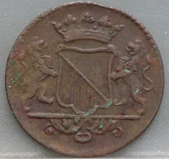 Duit 1754 Utrecht VOC — Koper achterzijde