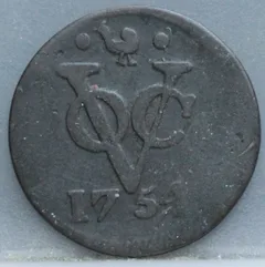 Duit 1754 West-Friesland Koper VOC voorzijde