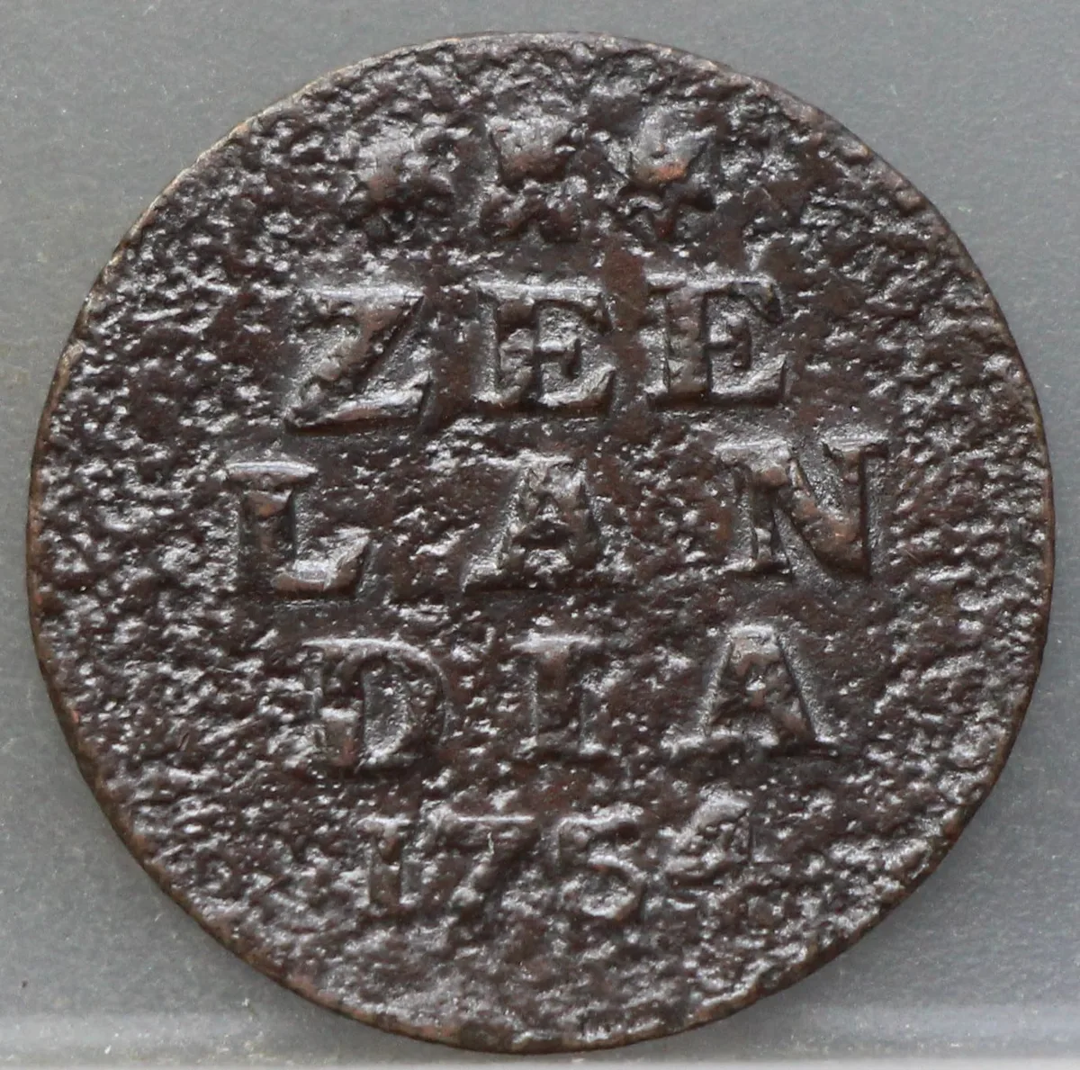 Duit 1754 Zeeland — Koper voorzijde