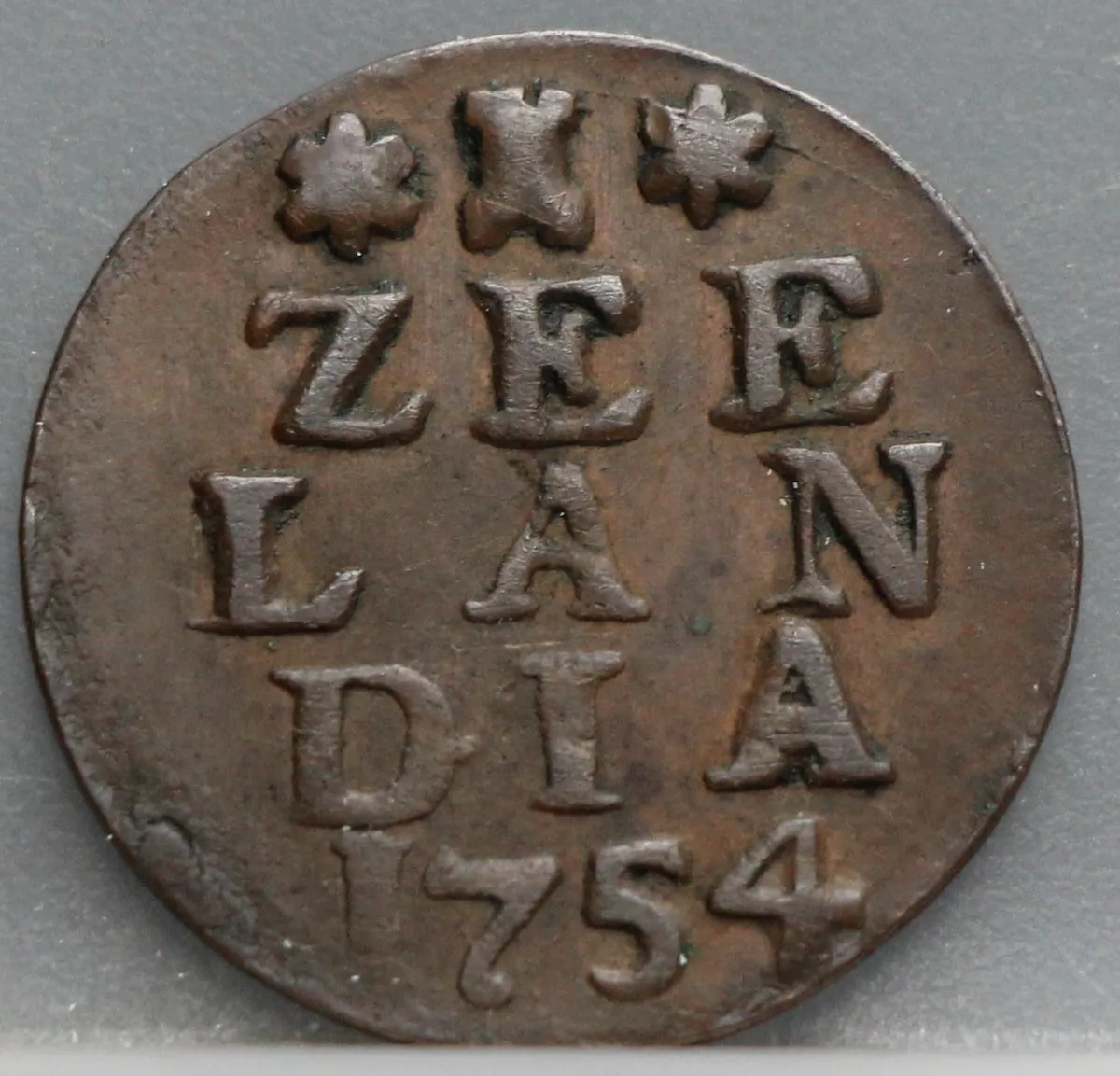 Duit 1754 Zeeland — Koper voorzijde