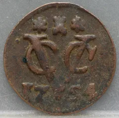 Duit 1754 Zeeland VOC voorzijde