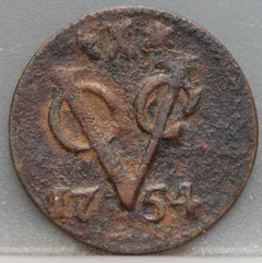 Duit 1754 Zeeland VOC voorzijde