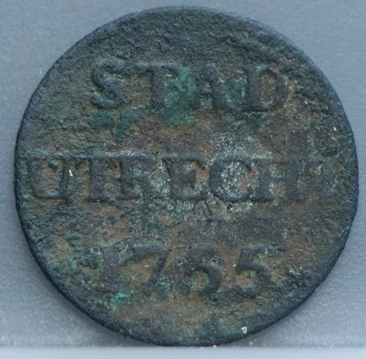 Duit 1755 Stad Utrecht voorzijde