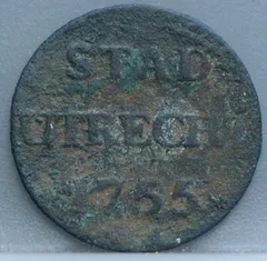 Duit 1755 Stad Utrecht voorzijde