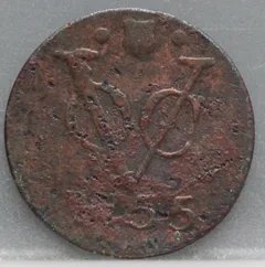 Duit 1755 Utrecht VOC — Koper voorzijde