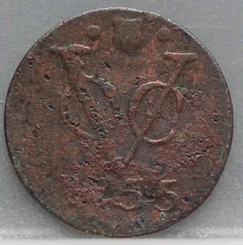 Duit 1755 Utrecht VOC — Koper