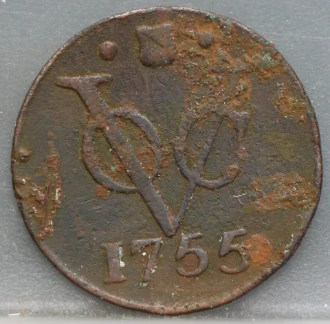 Duit 1755 Utrecht VOC — Koper