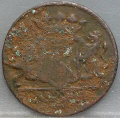 Duit 1755 Utrecht VOC — Koper achterzijde