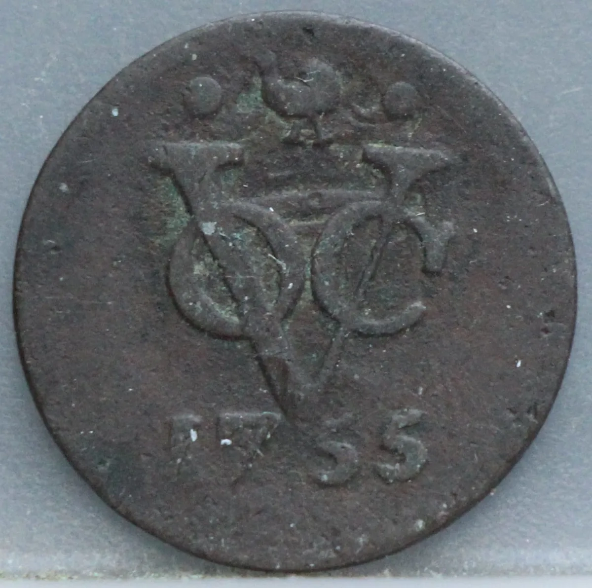 Duit 1755 West-Friesland VOC — Koper voorzijde