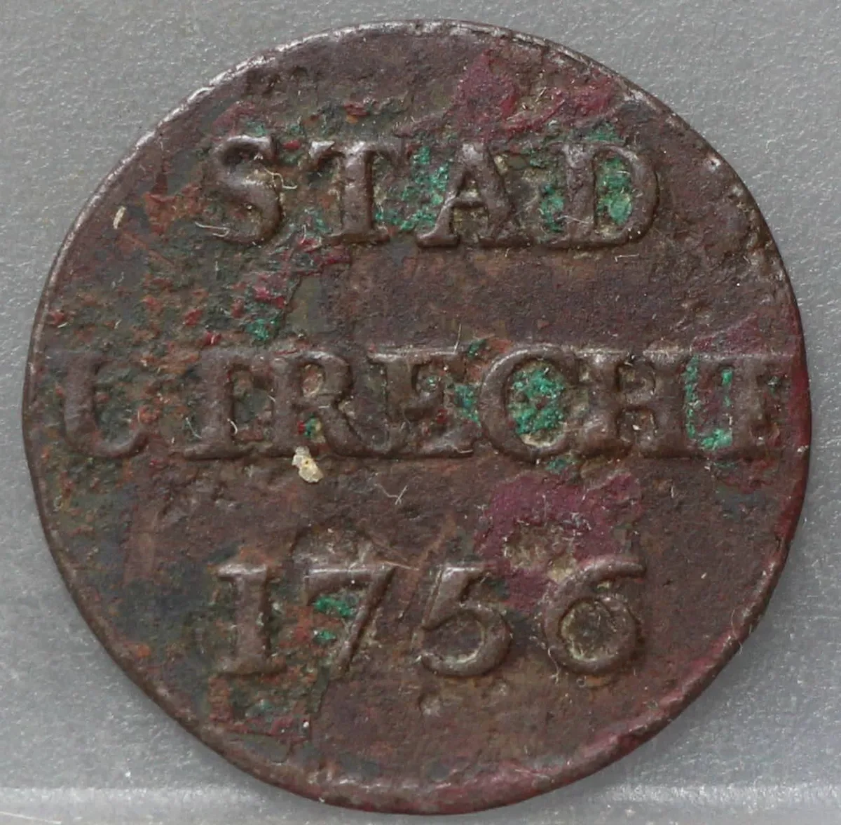 Duit 1756 Stad Utrecht voorzijde