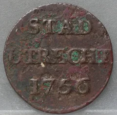 Duit 1756 Stad Utrecht voorzijde