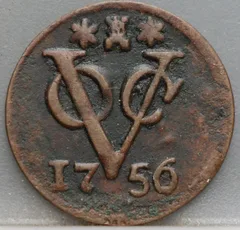 Duit 1756 Zeeland VOC voorzijde