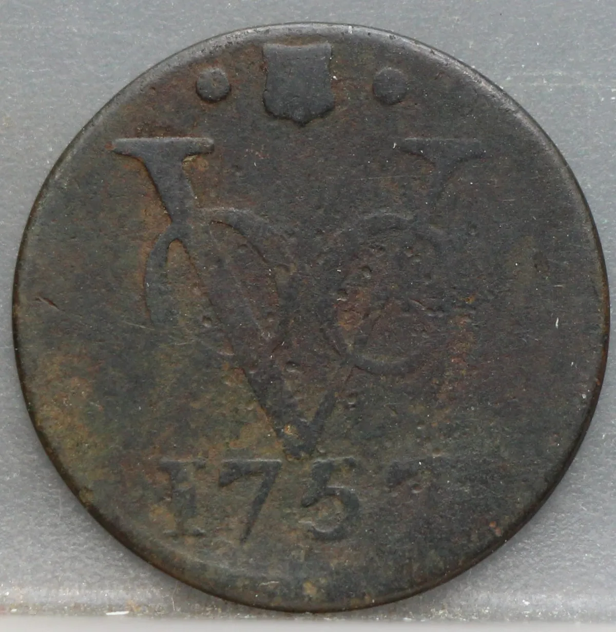 Duit 1757 Utrecht VOC — Koper voorzijde
