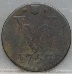 Duit 1757 Utrecht VOC — Koper voorzijde