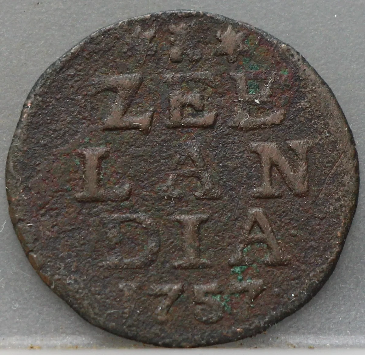 Duit 1757 Zeeland — Koper voorzijde