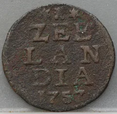 Duit 1757 Zeeland — Koper voorzijde
