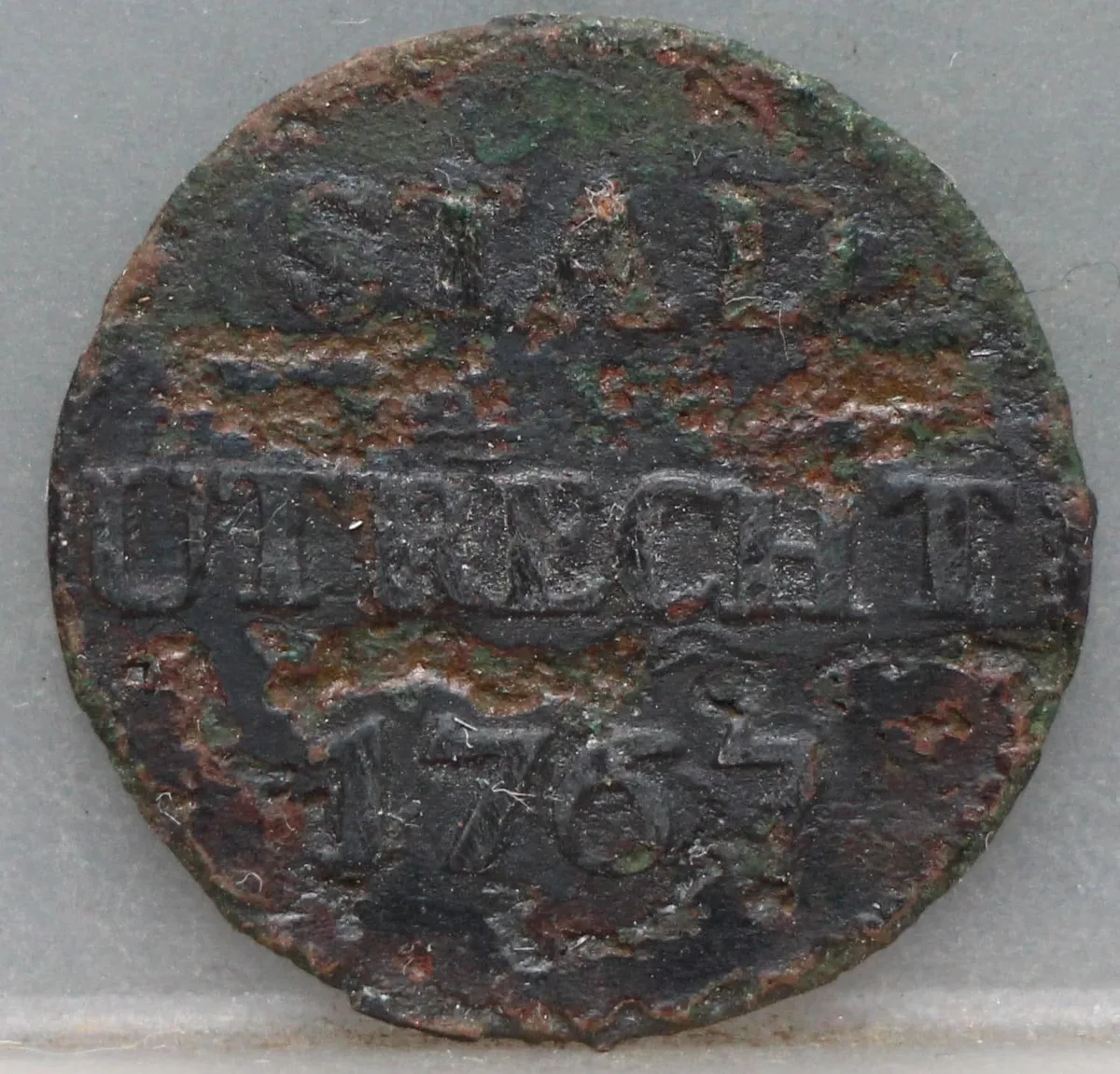 Duit 1767 Stad Utrecht voorzijde
