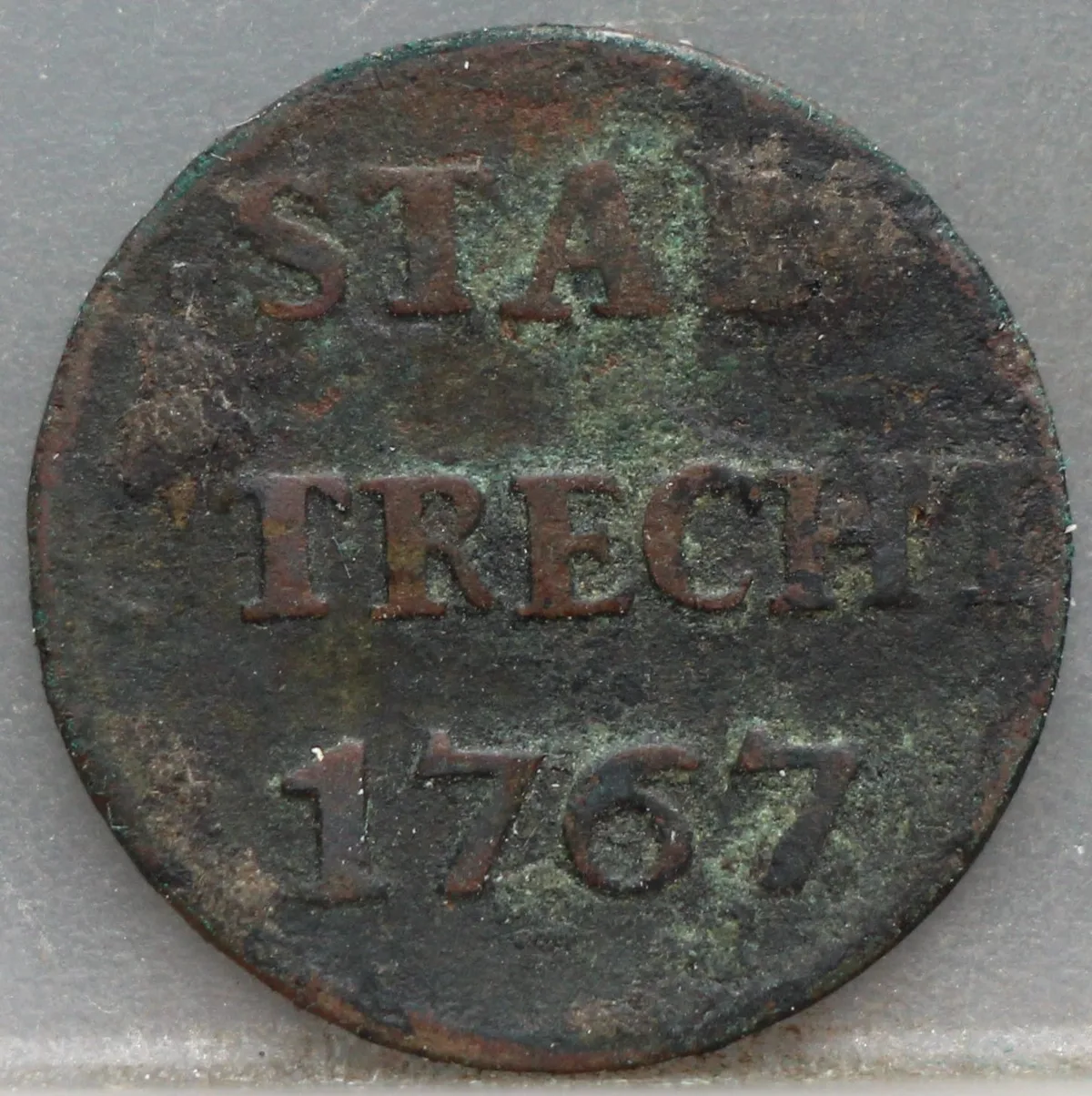 Duit 1767 Stad Utrecht voorzijde