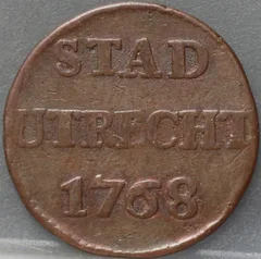 Duit 1768 Stad Utrecht voorzijde