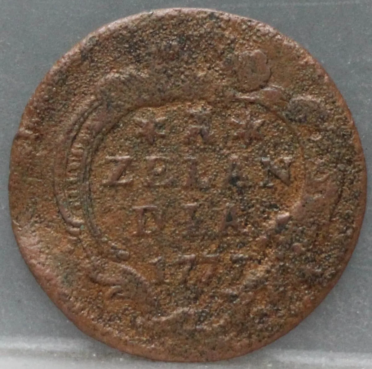 Duit 1777 Zeeland — Koper voorzijde