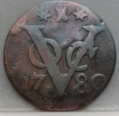 Duit 1780 Zeeland VOC voorzijde