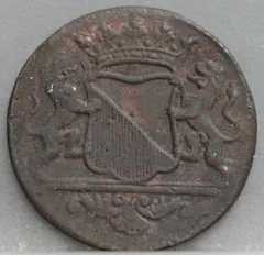Duit 1781 Utrecht VOC achterzijde