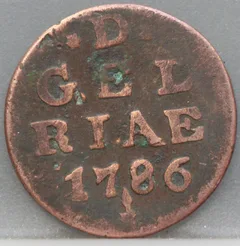Duit 1786 Gelderland voorzijde