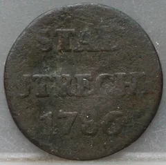 Duit 1786 Stad Utrecht voorzijde