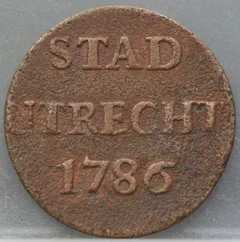 Duit 1786 Stad Utrecht voorzijde