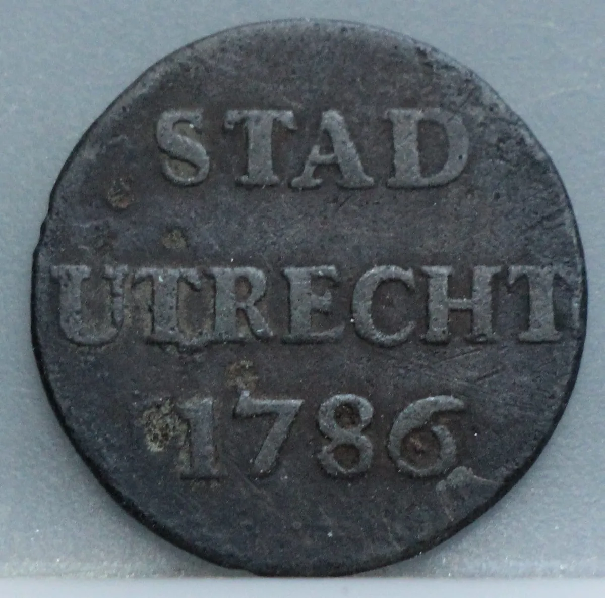Duit 1786 Stad Utrecht voorzijde