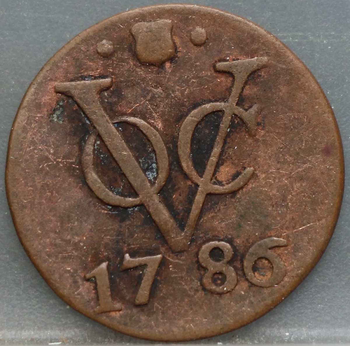Duit 1786 Utrecht VOC voorzijde