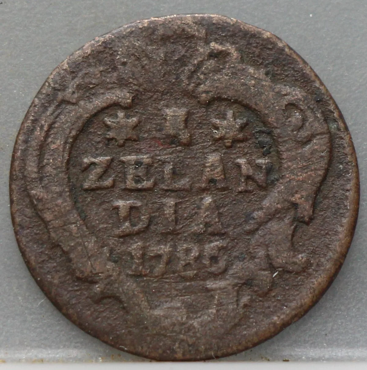 Duit 1786 Zeeland — Koper voorzijde