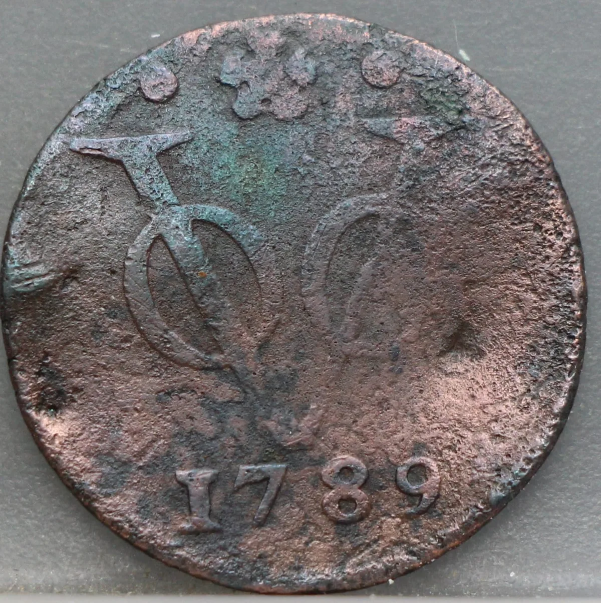 Duit 1789 Holland VOC — Koper voorzijde