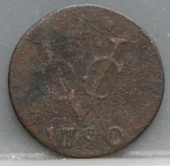 Duit 1790 Gelderland Koper VOC voorzijde