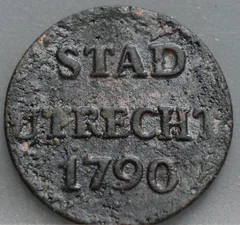 Duit 1790 Stad Utrecht voorzijde