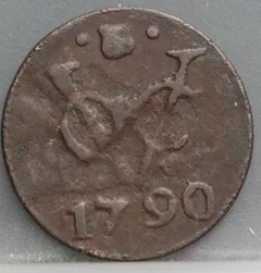Duit 1790 Utrecht VOC — Koper voorzijde