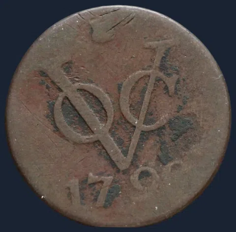 Duit 1790 Utrecht VOC - schild