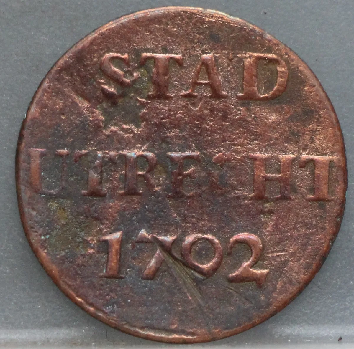 Duit 1792 Stad Utrecht voorzijde