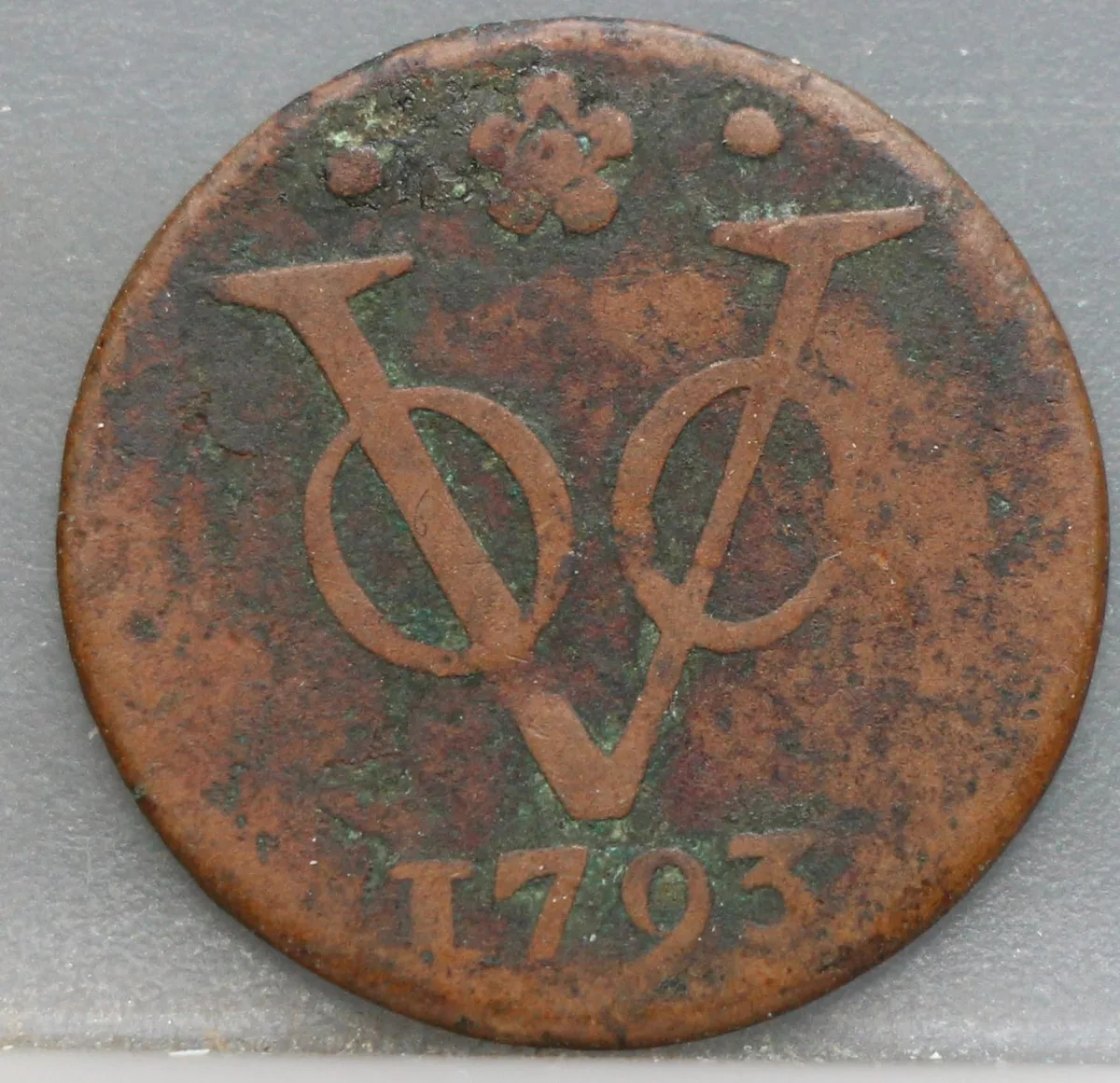 Duit 1793 Holland VOC — Koper voorzijde