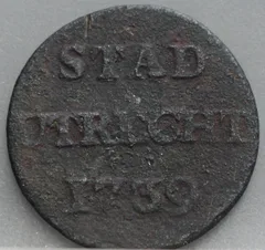 Duit Stad Utrecht 1739 voorzijde