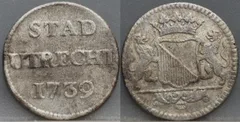 Duit Stad Utrecht 1739 — Zilveren Afslag detail 2