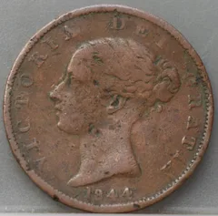 Half Penny 1844 Verenigd Koninkrijk — Koper voorzijde