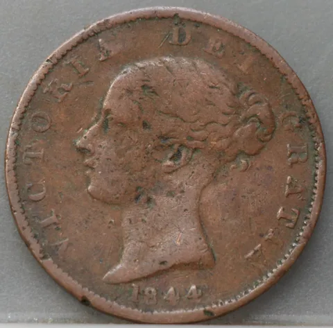 Half Penny 1844 Verenigd Koninkrijk — Koper