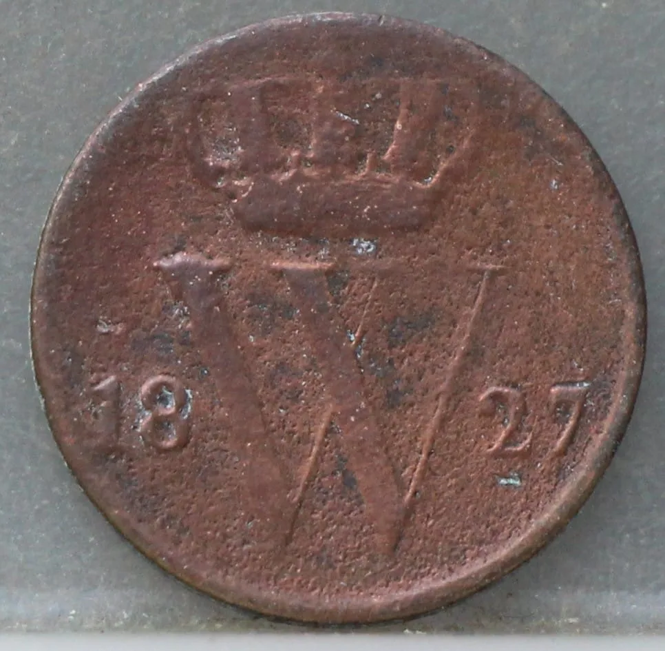 Halve Cent 1827 B — Koper voorzijde, 1/2 cent